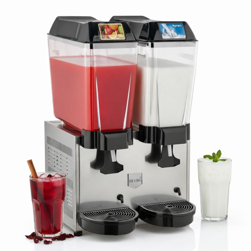 Remta Remta ST13 Çiftli Şerbet ve Ayran Soğutma Makinesi, 1 Fıskiyeli 1 Karıştırıcılı, 20+20 Litre Kapasiteli, Silver