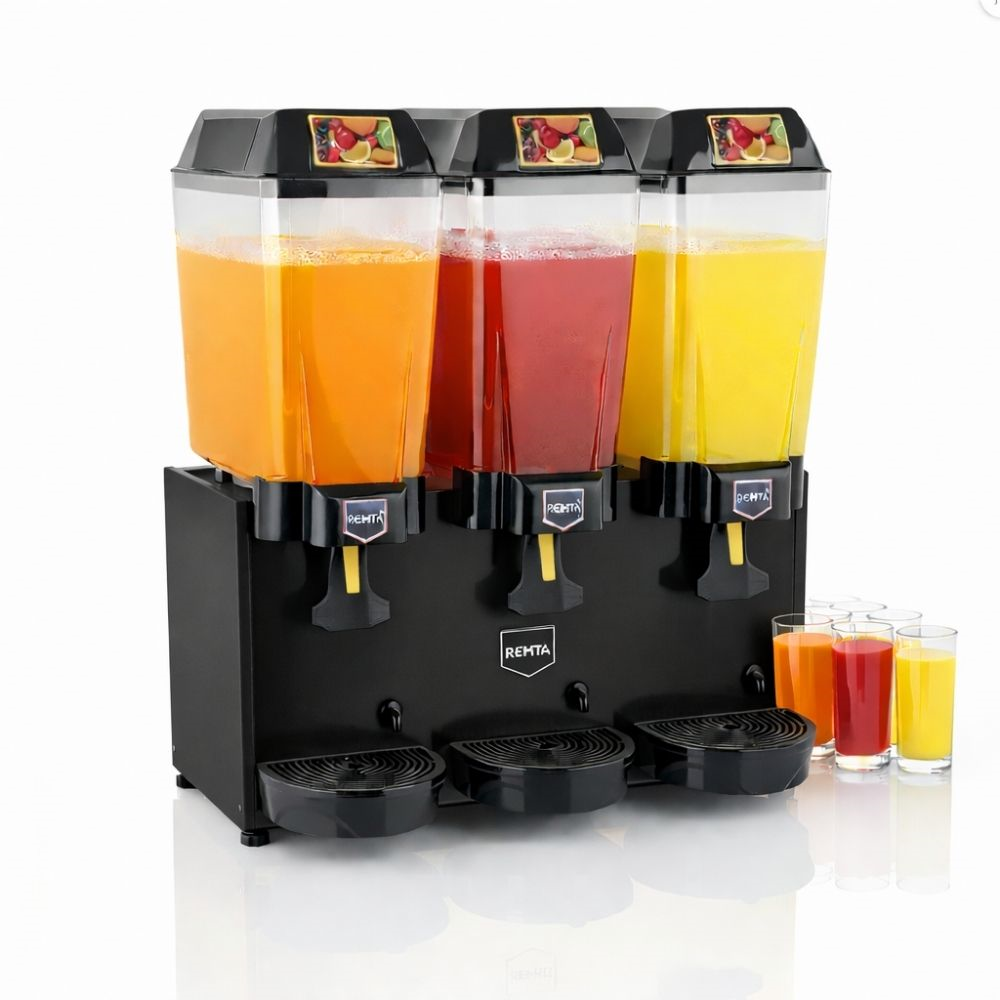 Remta Remta ST16 3'lü Şerbet Soğutma Makinesi, 3 Fıskiyeli, 20+20+20 Litre Kapasiteli, Sarı