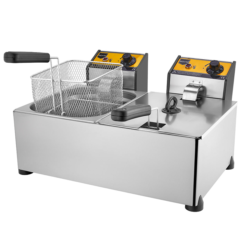Remta Remta R93 Elektrikli Fritöz, Çiftli, Kapaklı, 5+5 Litre Kapasiteli, 19x22x12 cm Sepet Ölçülü