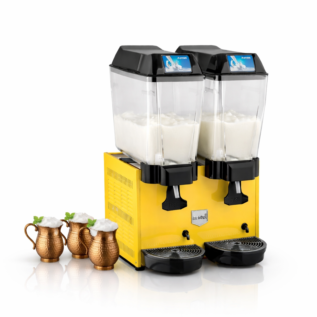 Remta Remta ST14 Çiftli Ayran Soğutma Makinesi, 2 Karıştırıcılı, 20+20 Litre Kapasiteli, Silver