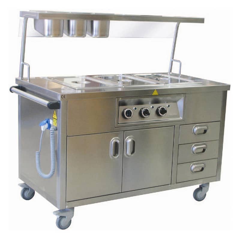 Öztiryakiler Öztiryakiler OHBE 13070 Bain Marie Elektrikli Hareketli Servis Raflı, Çekmeceli, 3 GN 1/1, 130x70 cm
