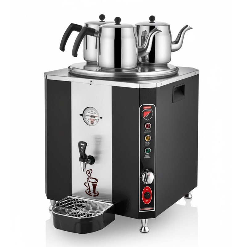 SilverInox SilverInox ELS-03S 3 Demlikli Çay Makinesi, 36 L, Elektrikli, Siyah