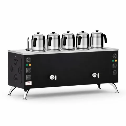 Anka Anka Pro Full Otomatik 5 Demlikli Çay Kazanı, 50 L, Elektrikli, Siyah