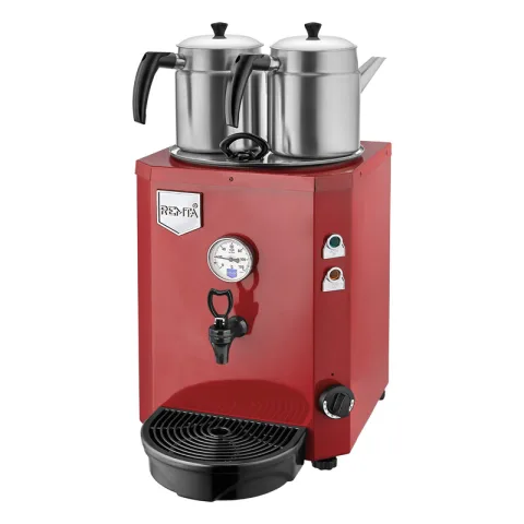 Remta Remta DE12 Jumbo Çay Makinesi, Elektrikli, 2 Demlikli, 15 Litre Kapasiteli, Kırmızı