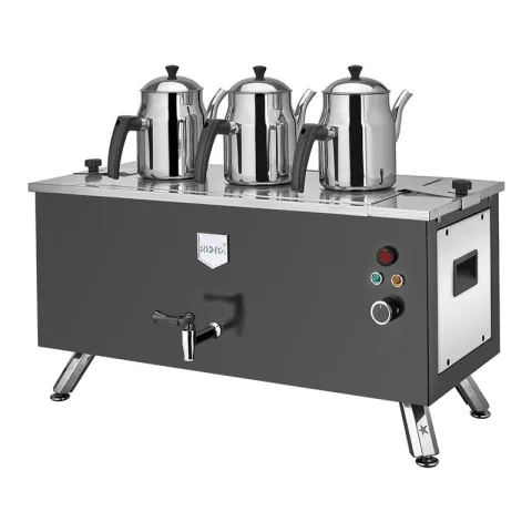 Remta Remta EP03(L) Çift Cidarlı Çay Makinesi, Elektrikli, 3 Demlikli, 31 Litre Kapasiteli, Siyah