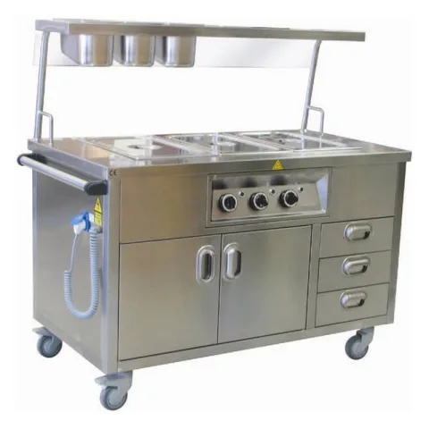 Öztiryakiler Öztiryakiler OHBE 13070 Bain Marie Elektrikli Hareketli Servis Raflı, Çekmeceli, 3 GN 1/1, 130x70 cm