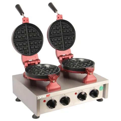 Omake Omake WFL01 E22 Manuel Zamanlayıcılı Çiftli Waffle Makinesi, Yuvarlak Model, Kalıp Çapı 18 Cm, Elektrikli