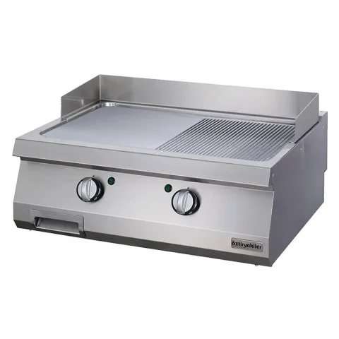 Öztiryakiler Öztiryakiler Elektrikli Grill Plate, Yarı Oluklu, 80x90x30 cm, OGE 8090 1/2 N