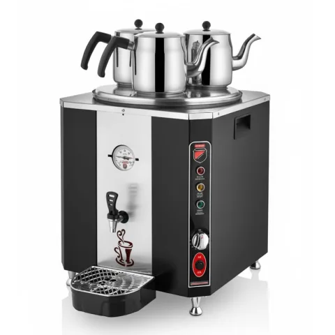 SilverInox SilverInox ELS-03S 3 Demlikli Çay Makinesi, 36 L, Elektrikli, Siyah