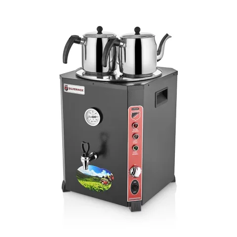 SilverInox SilverInox EL-01S Elite Çay Makinesi, 2 Demlikli, 13 L, Siyah